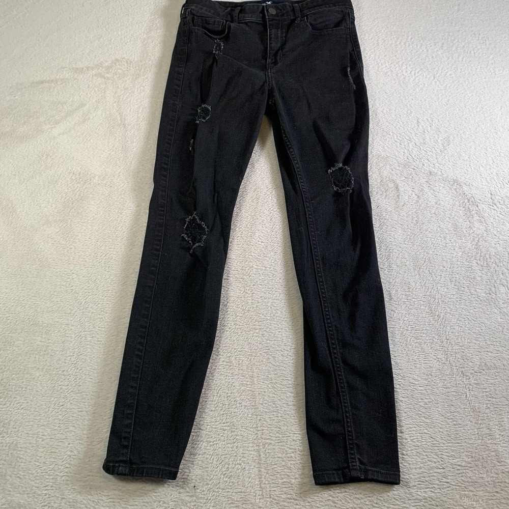 Hollister High Rise Super Skinny Jeans Juniors 5S Black Distressed Stretch 27x28